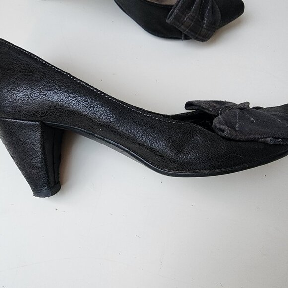 Vera Pelle charcoal grey heels with bow - Picture 6 of 9
